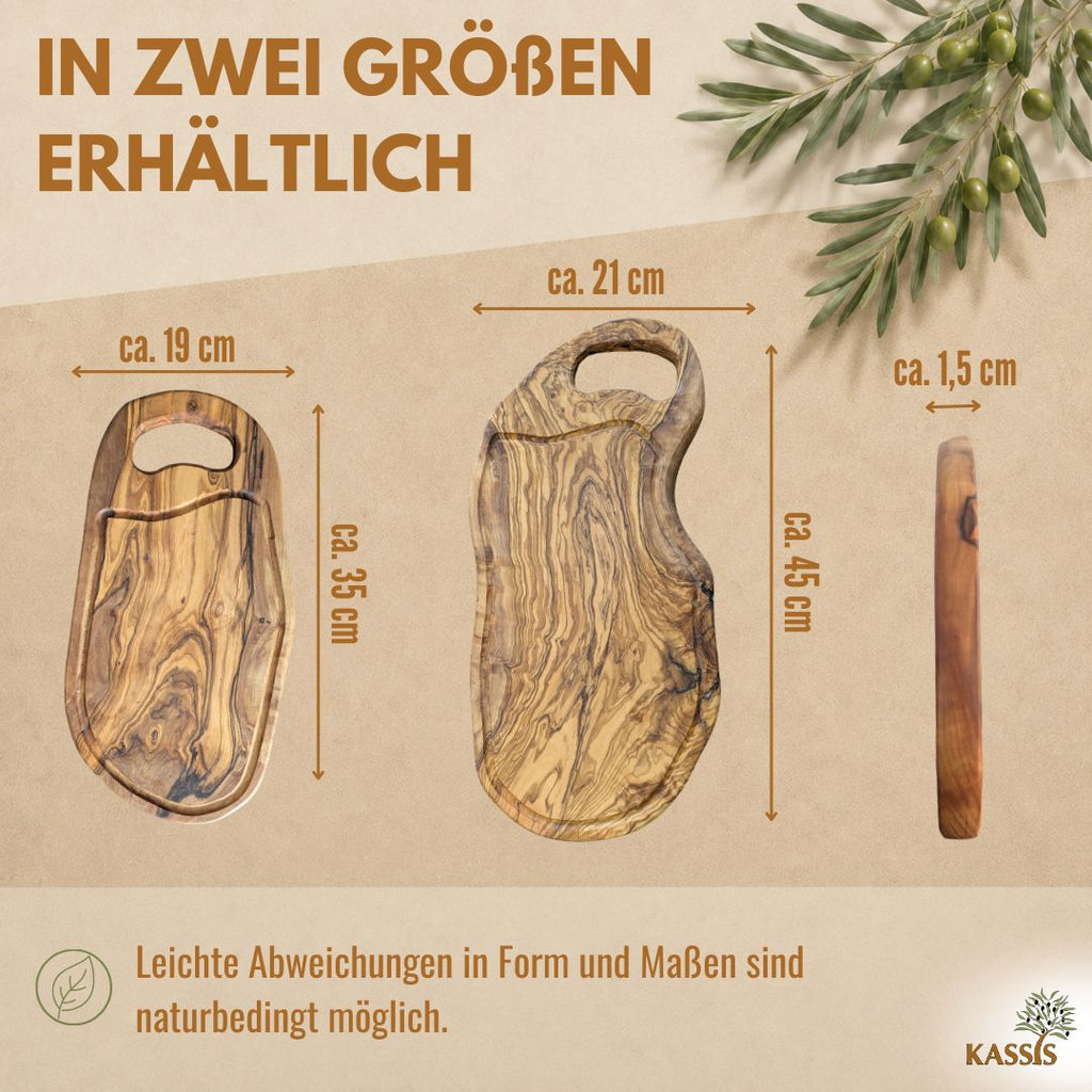 Schneidebrett aus Olivenholz mit Griff