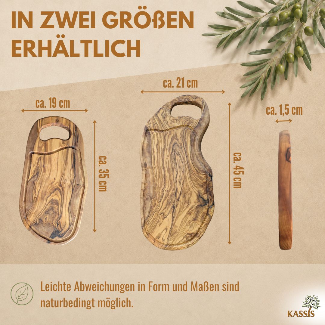 Schneidebrett aus Olivenholz mit Griff
